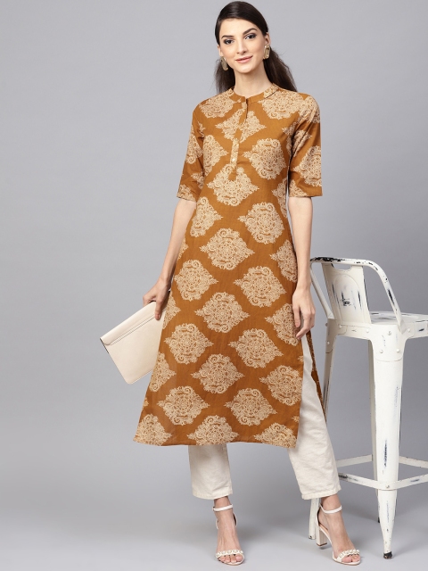 

Libas Women Brown & Beige Printed A-Line Kurta