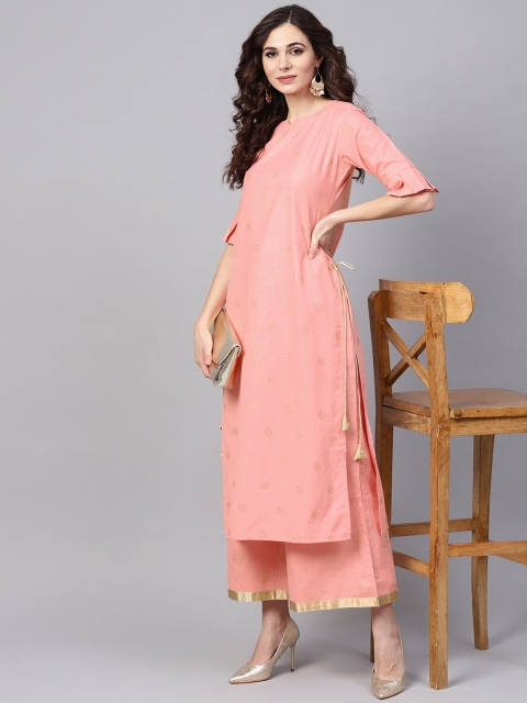 

Libas Women Pink Printed Kurta with Palazzos