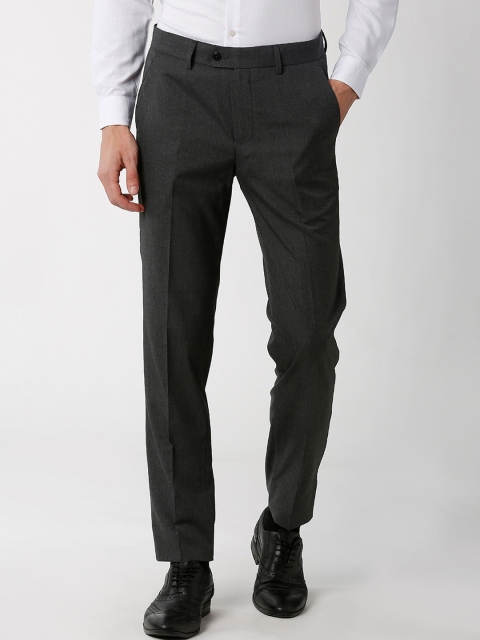 

Peter England Men Grey Slim Fit Solid Formal Trousers