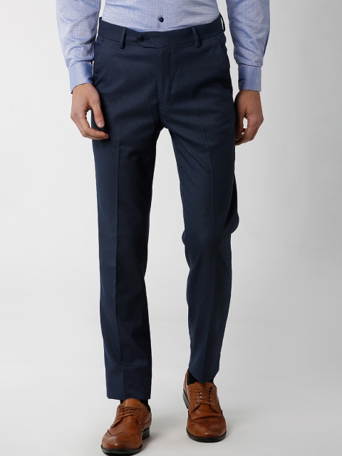 

Peter England Men Navy Blue Slim Fit Solid Formal Trousers
