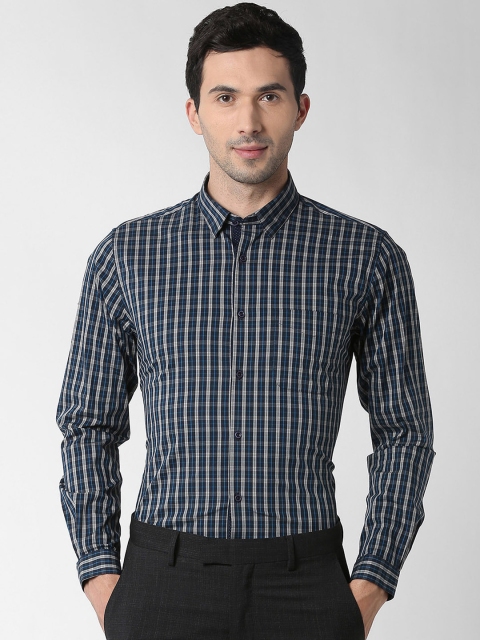 

Peter England Men Blue Slim Fit Checked Formal Shirt