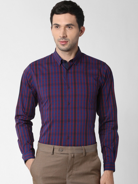 

Peter England Men Blue Slim Fit Checked Formal Shirt