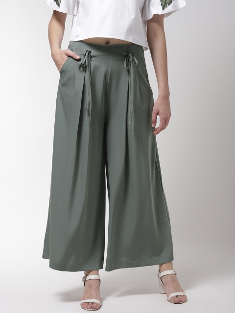 

Madame Women Green Solid Wide Leg Palazzos