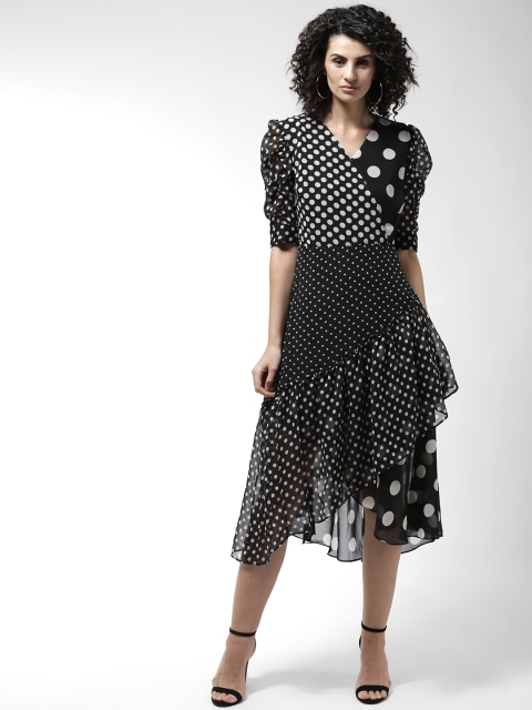 

Madame Women Black & Off-White Printed A-Line Dress