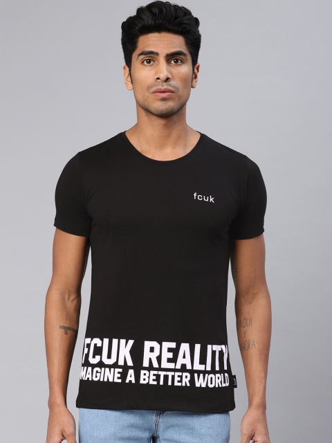 

French Connection Men Black Printed Round Neck T-shirt