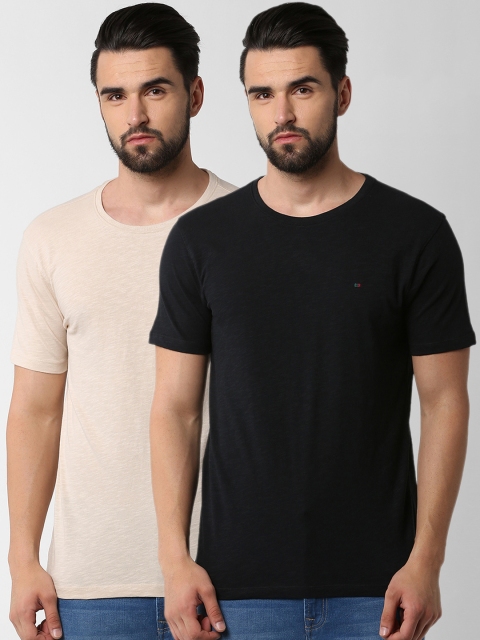 

Peter England Casuals Men Pack of 2 Solid Round Neck T-shirt, Multi