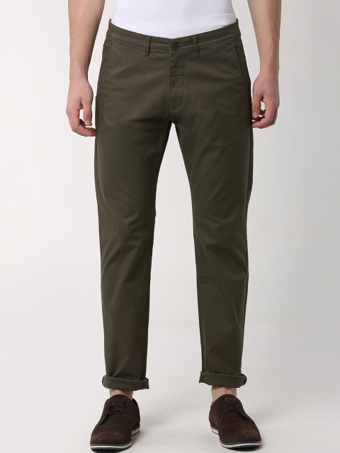 

Peter England Casuals Men Olive Green Slim Fit Solid Regular Trousers