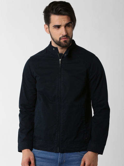 

Peter England Casuals Men Navy Blue Solid Bomber