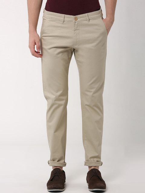 

Peter England Casuals Men Beige Slim Fit Solid Regular Trousers