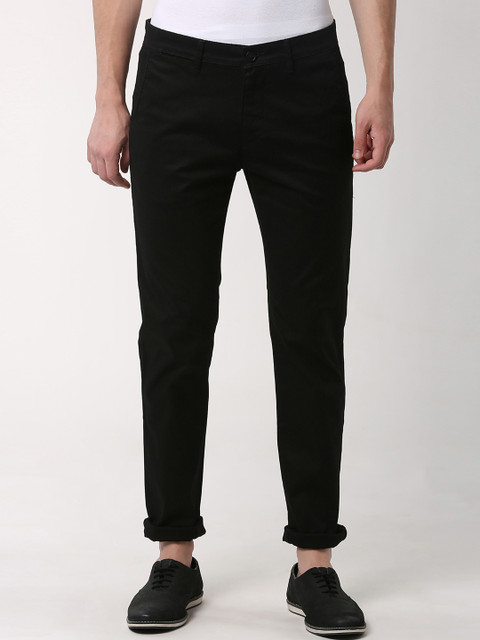 

Peter England Casuals Men Black Slim Fit Solid Regular Trousers