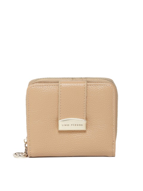 

Lino Perros Women Beige Textured Two Fold Wallet