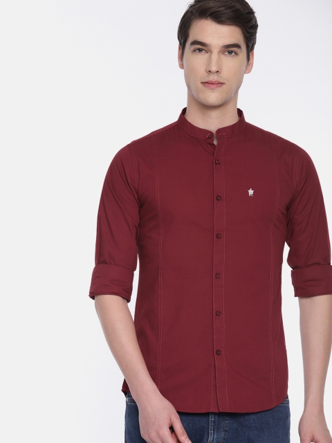 

French Connection Men Maroon Slim Fit Solid Casual Shirt