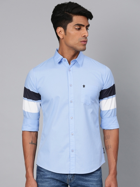 

French Connection Men Blue Slim Fit Colourblocked Casual Shirt