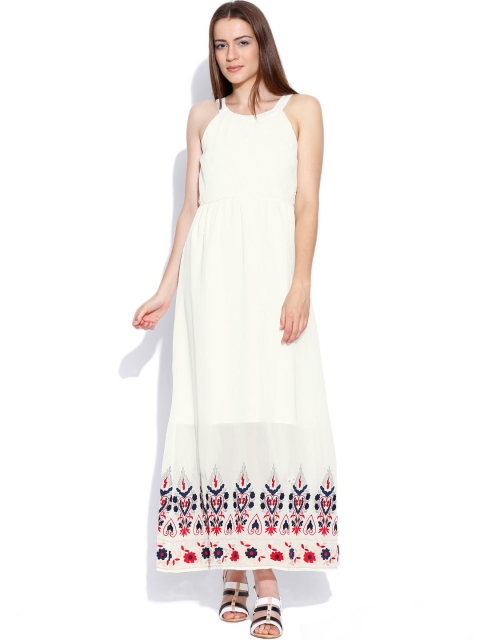 

Vero Moda Off-White Embroidered Maxi Dress