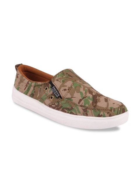 

FAUSTO Men Olive Green Slip-On Sneakers