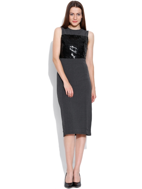 

Vero Moda Grey Melange Embellished Sheath Midi Dress