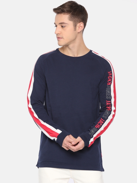 

Jack & Jones Men Navy Blue Solid Round Neck T-shirt