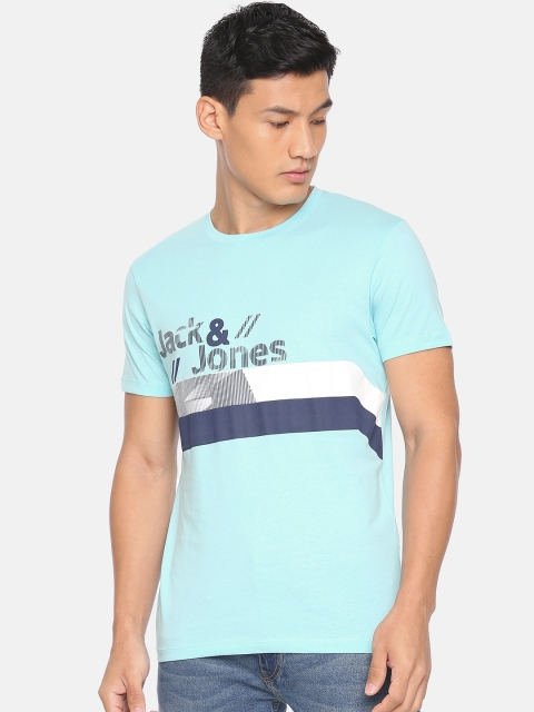 

Jack & Jones Men Blue Printed Round Neck T-shirt