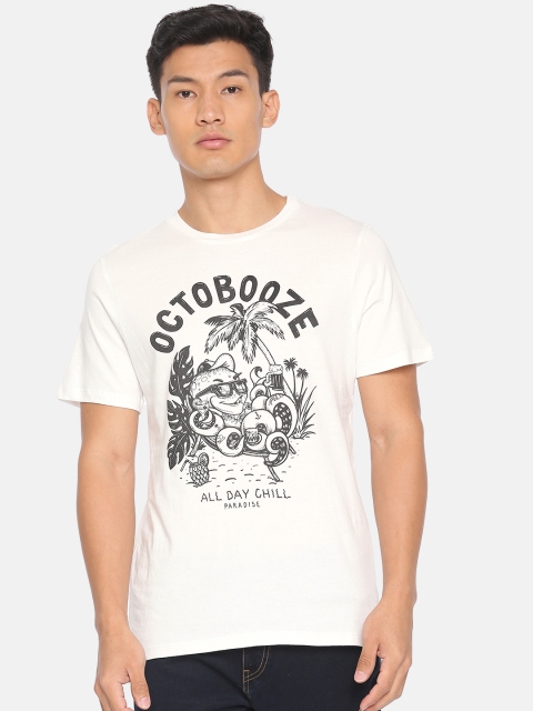 

Jack & Jones Men White Printed Round Neck T-shirt