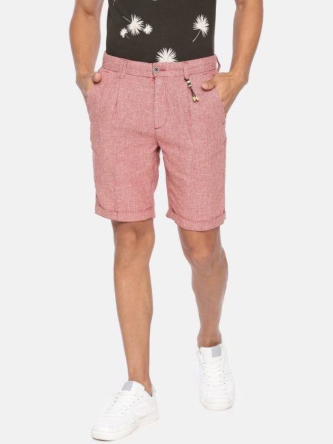 

Jack & Jones Men Red & White Self Design Regular Fit Regular Shorts