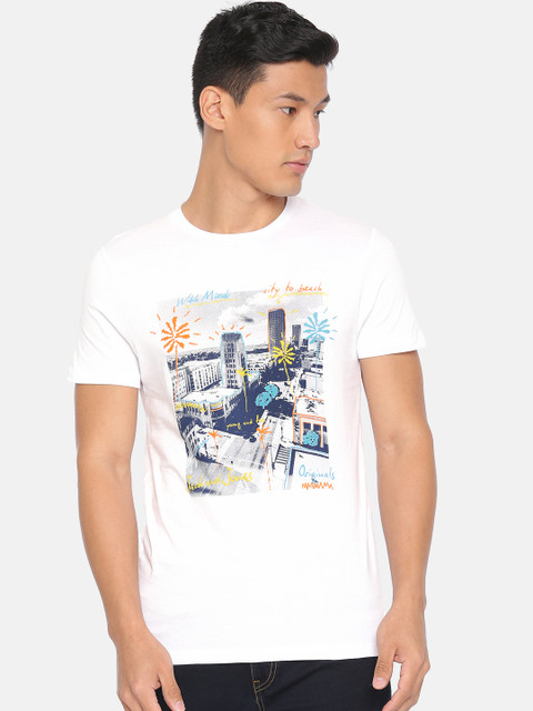 

Jack & Jones Men White Printed Round Neck T-shirt