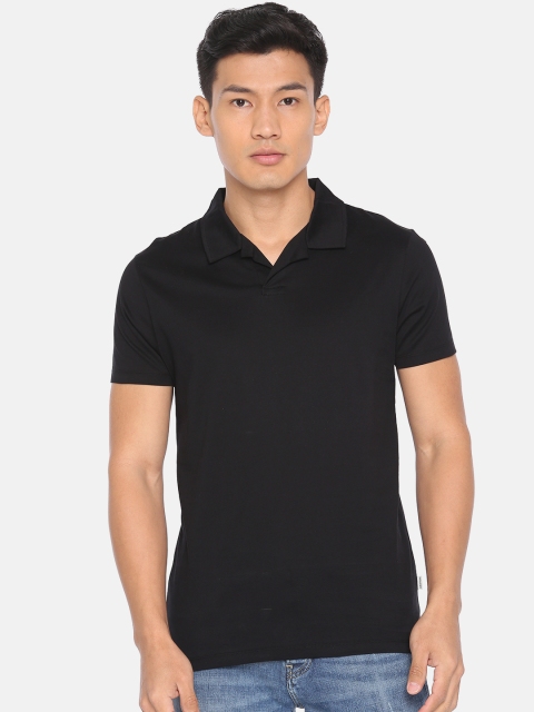 

Jack & Jones Men Black Solid Polo Collar T-shirt