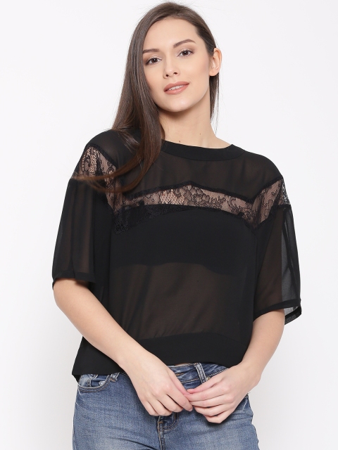 

Vero Moda Black Panelled Sheer Top