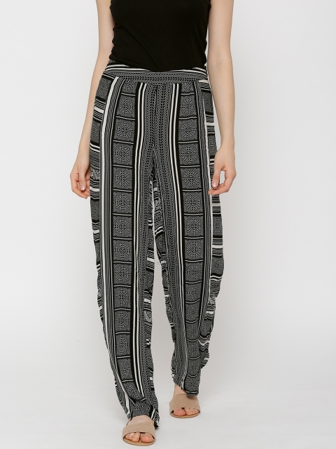 

Off-White & Black Aztec Print Palazzo Trousers