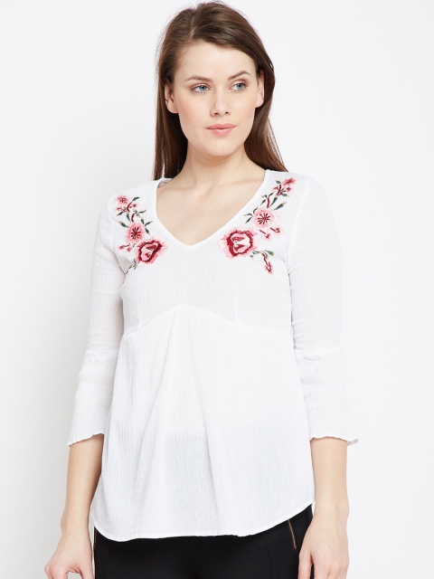 

Oxolloxo Women White Printed Empire Top