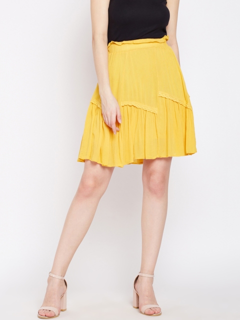 

Oxolloxo Yellow Solid A-Line Midi Skirt