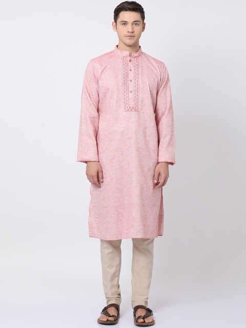 

TABARD Men Pink Woven Design Straight Kurta