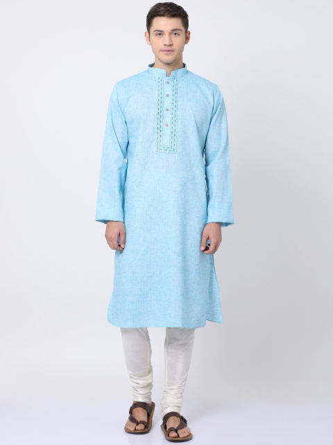 

TABARD Men Blue Woven Design Straight Kurta