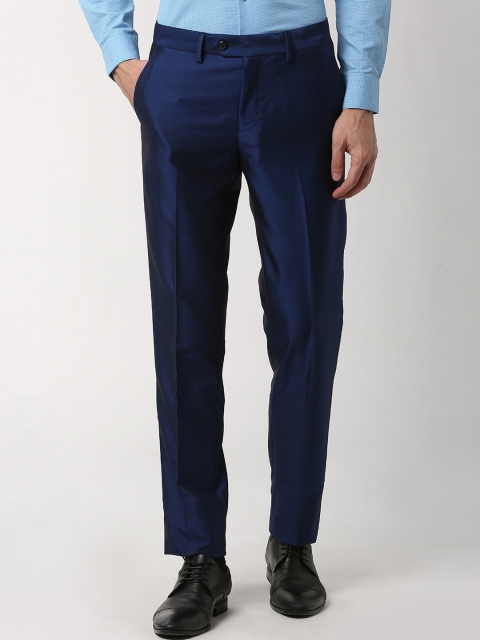 

Peter England Elite Men Navy Blue Slim Fit Solid Formal Trousers