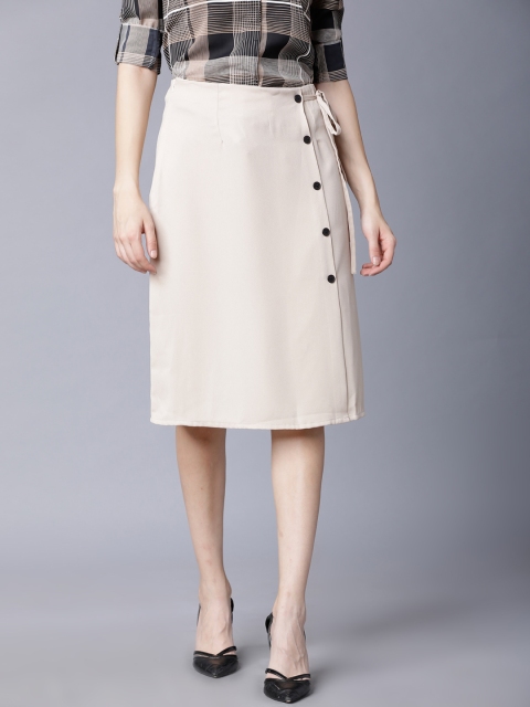 

Tokyo Talkies Women Beige Midi Skirt