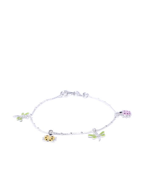 

Carlton London Girls Green 925 Sterling Silver Charm Bracelet with Silver Plating