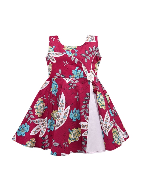 

Wish Karo Girls Maroon Printed Fit and Flare Dress