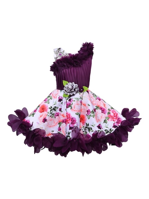 

Wish Karo Girls Purple & White Printed Fit and Flare Dress