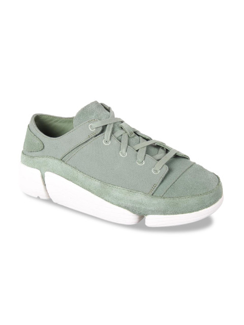 

Clarks Men Green Leather Sneakers