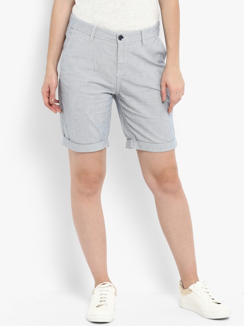 

KVL Women Grey Striped Regular Fit Regular Shorts