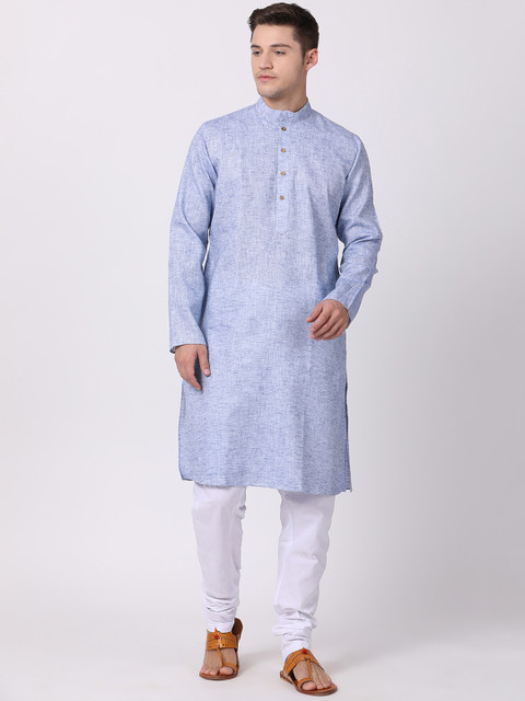 

TABARD Men Blue Woven Design Straight Kurta