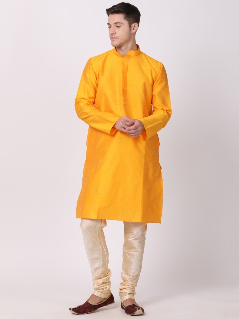 

TABARD Men Yellow Woven Design Straight Kurta