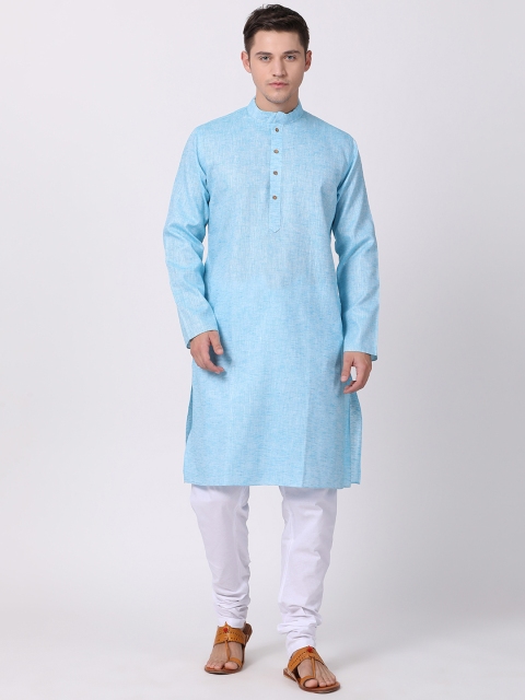 

TABARD Men Blue Woven Design Straight Kurta