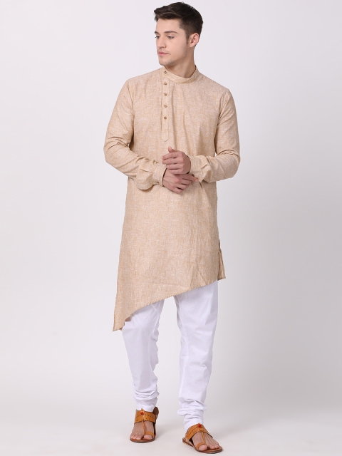 

TABARD Men Beige Woven Design Straight Kurta