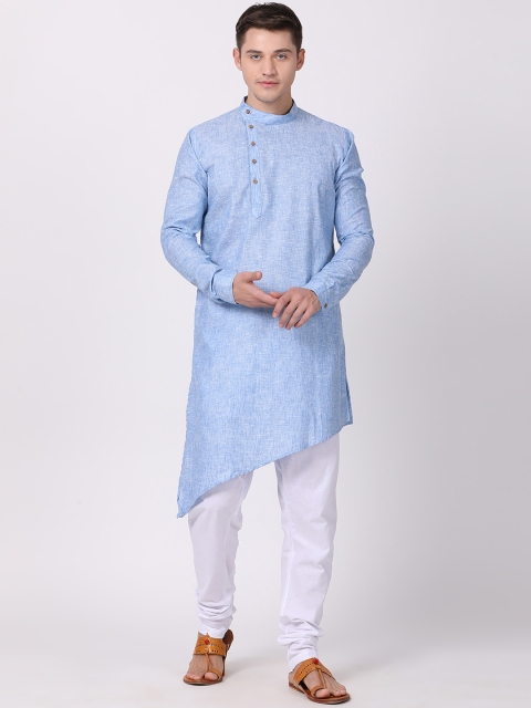 

TABARD Men Blue Woven Design Straight Kurta