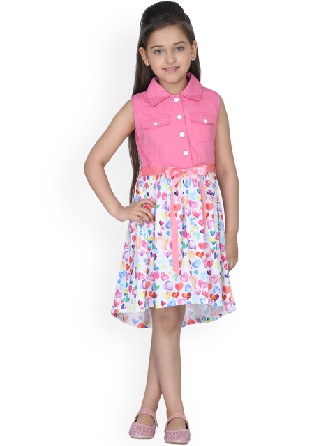 

CUTECUMBER Girls Pink Printed Shirt Dress