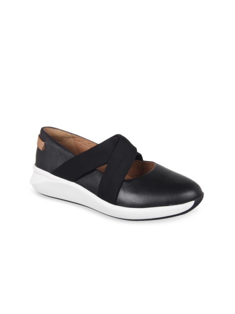 

Clarks Women Black Slip-On Leather Sneakers