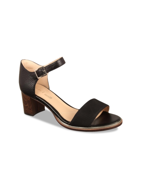 

Clarks Women Black Solid Leather Heels
