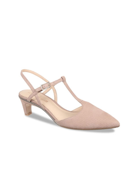 

Clarks Women Pink Solid Leather Pumps