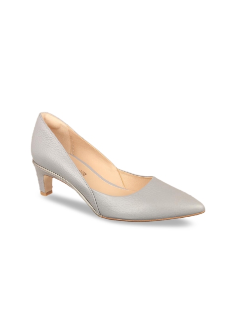 

Clarks Women Grey Solid Leather Pumps