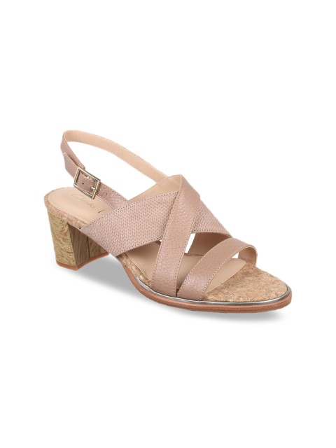 

Clarks Women Beige Solid Leather Heels